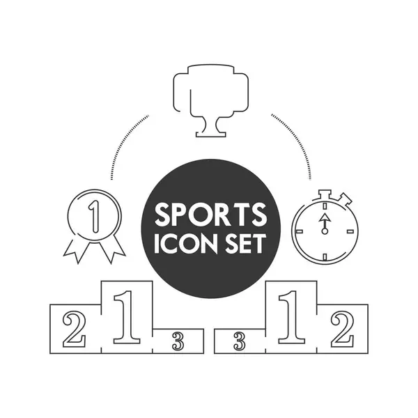 Set plano icono trofeo y medalla deporte — Vector de stock