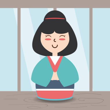 Güzellik kadını kimono ve saç tasarımı ile