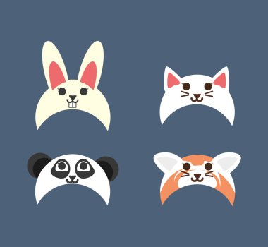 Japonca ve geleneksel kostüm şapka dekorasyon ayarla