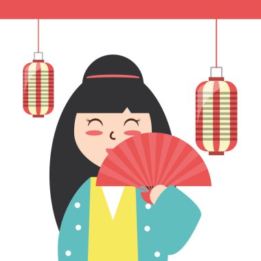 kimono ve eğlenceli dekorasyon tasarımı olan kadın