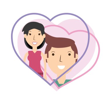 mutlu çift sevgilisi kalp tasarımı içinde