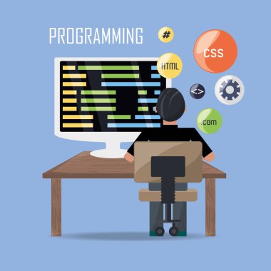 bilgisayar programlama kodlama üzerinde çalışan web geliştirici