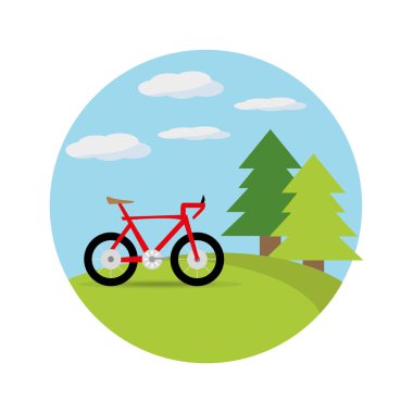 güzel bir manzara içinde bisiklet