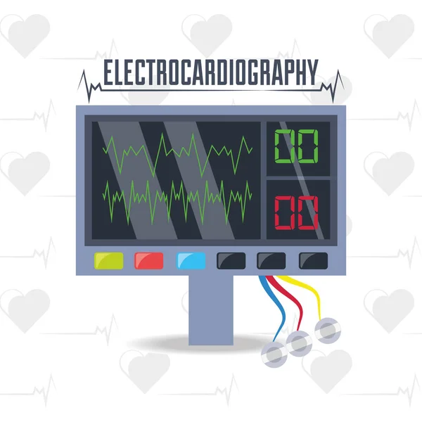 Máquina de electrocardiografía para conocer el ritmo cardíaco — Vector de stock