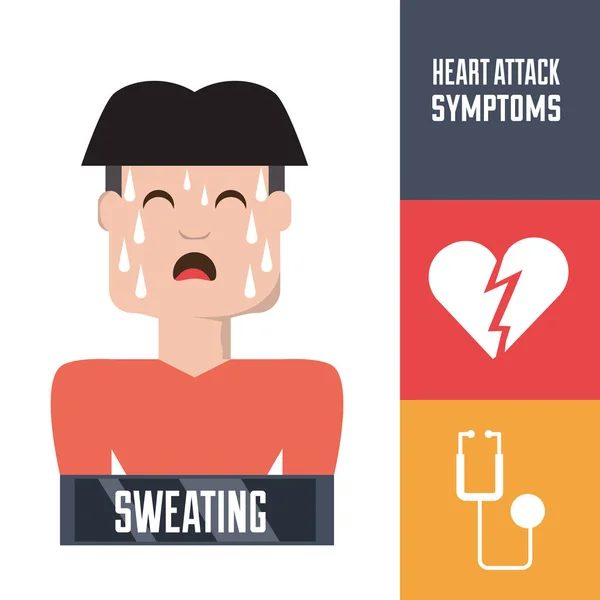 Man med hjärtat atack symtom och tillstånd — Stock vektor