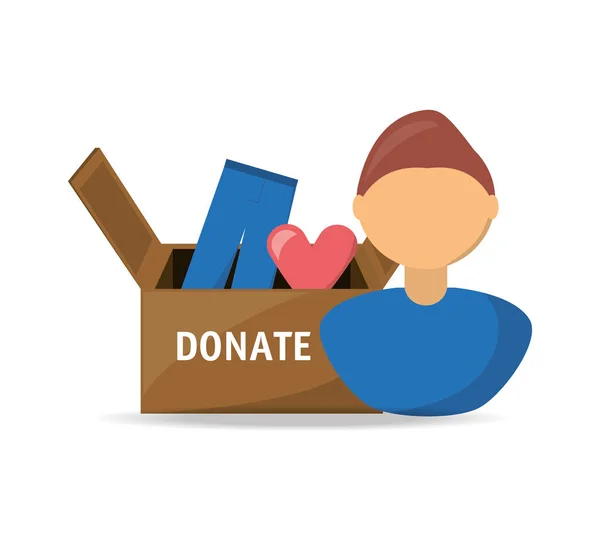 Apoyo a la donación de ropa a la caridad del pueblo — Vector de stock