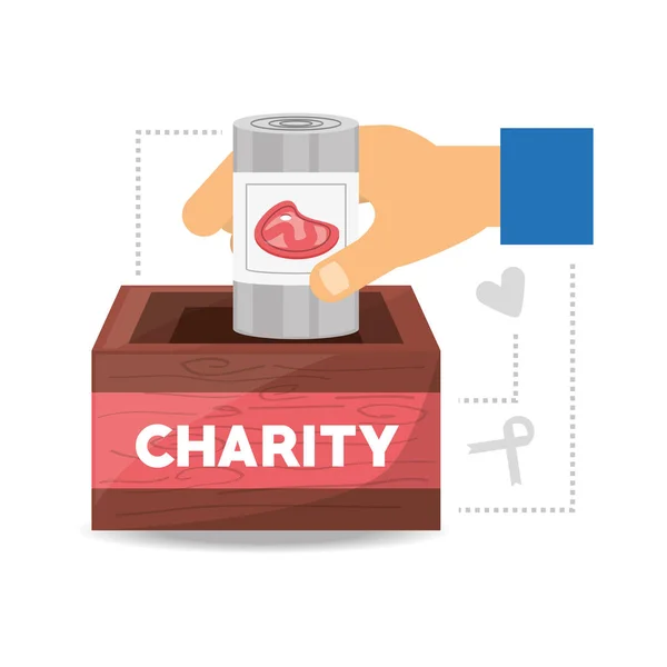 Apoio à doação de alimentos para caridade do povo — Vetor de Stock