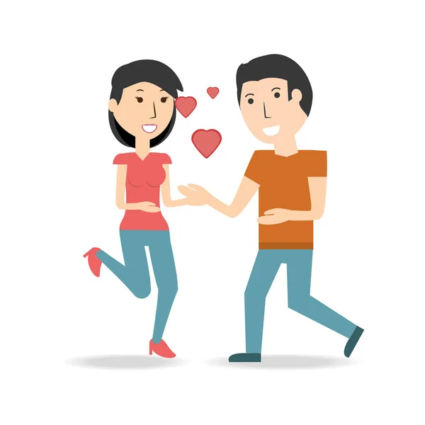 Liebespaar und romantische Beziehung mit Herzen — Stockvektor