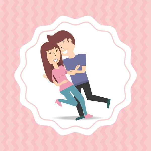 Happy couple lover with romantic relationship — Stock Vector