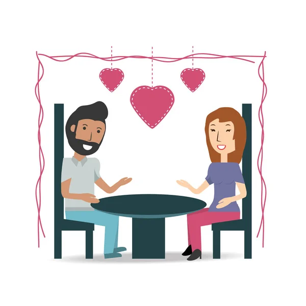 Пара коханець і романтичні відносини з серцями — стоковий вектор