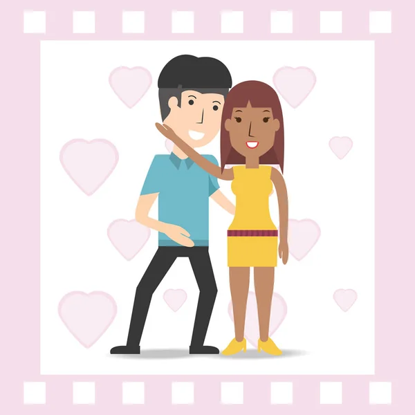 Happy couple lover with romantic relationship — Stock Vector