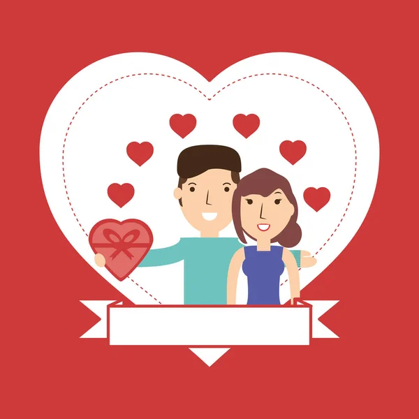 Amoureux de couple et relation romantique avec les cœurs — Image vectorielle