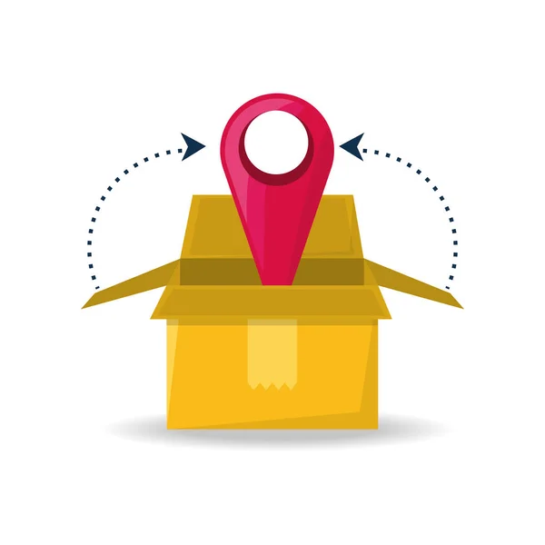 Κουτί πακέτο υπηρεσία με ubication για την αναζήτηση συμβόλου — Διανυσματικό Αρχείο