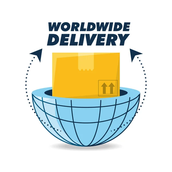 Paket kotak global ke layanan pengiriman - Stok Vektor