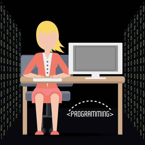 Web developer working on computer programming coding — Stock Vector