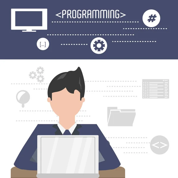 コンピューター プログラミング コードに取り組んでいる web 開発者 — ストックベクタ