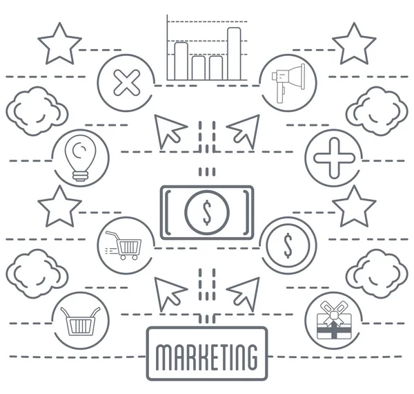 Marketing Business Information Icons Hintergrund — Stockvektor