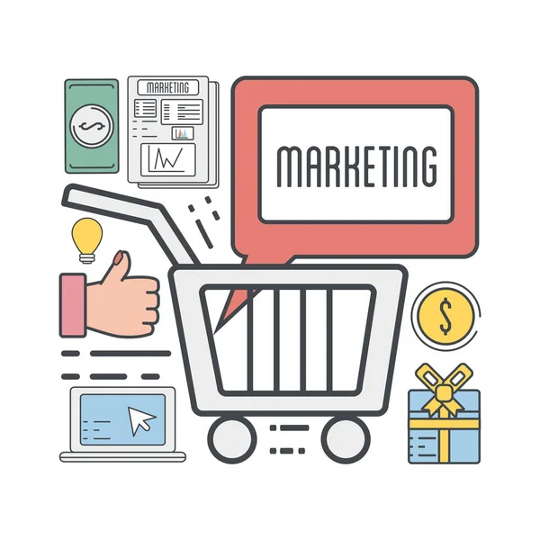 Negocio de marketing para comprar información en línea — Vector de stock