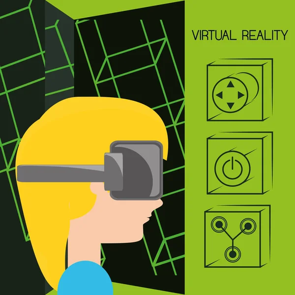 Juego de realidad virtual con innovación tecnológica futurista — Vector de stock