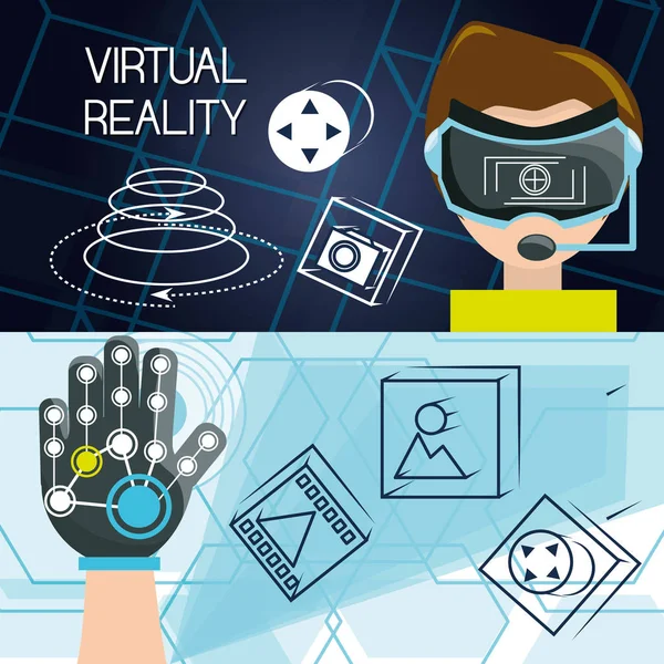 Virtuális valóság játék futurisztikus technológia innováció — Stock Vector