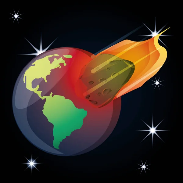 Πλανήτη γη με αστεροειδή στο σύμπαν — Διανυσματικό Αρχείο