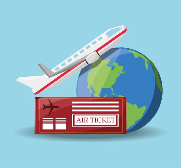 Luftfahrt: Mit dem Flugzeug um die Welt reisen — Stockvektor