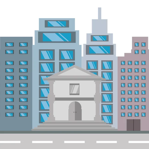 Stadsbilden byggnad med gatan metropolis — Stock vektor