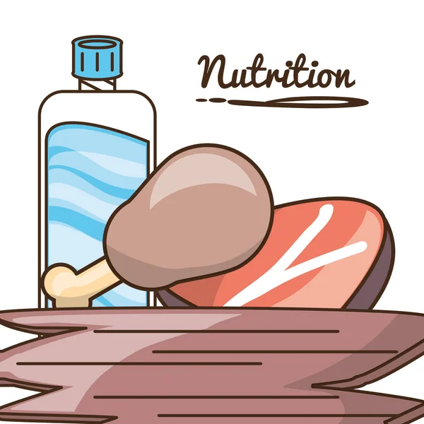 Delicious healthy food with nutrition ingredients — Stock Vector