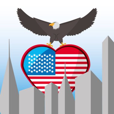 Amerikan bayrağı şehrin güzel kartal