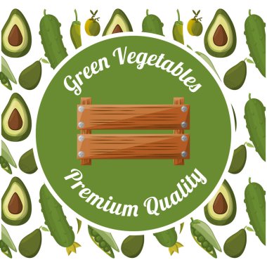 yeşil sebzeler premium kalite rozeti