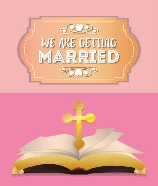 biz evli çapraz ve İncil davetiyesi tebrik