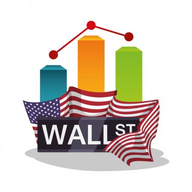 Wall street new york grafik grafik bayrağı ABD