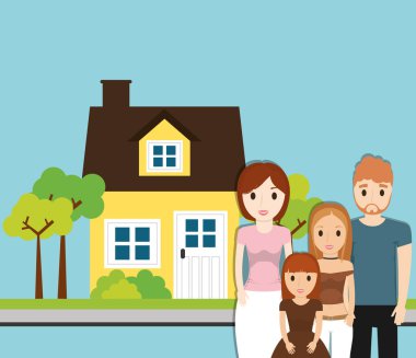 aile ev ağaç bahçe görüntüsü ile