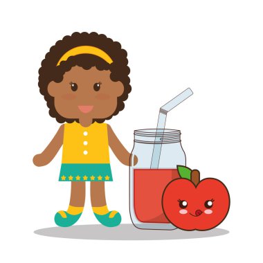 sevimli kız kavanoz suyu elma kawaii