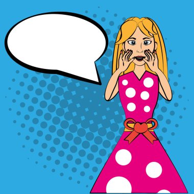Pop art kadın kabarcık konuşma
