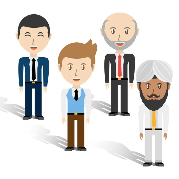 Fehér háttér avatar a férfiak a különböző sokféleség beállítása — Stock Vector