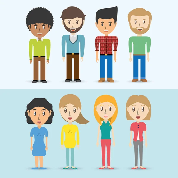 Definir avatares de homens e mulheres de diversidade diferente — Vetor de Stock