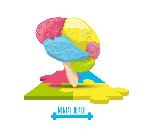 Färg hjärna med mentala pusselspel — Stock vektor