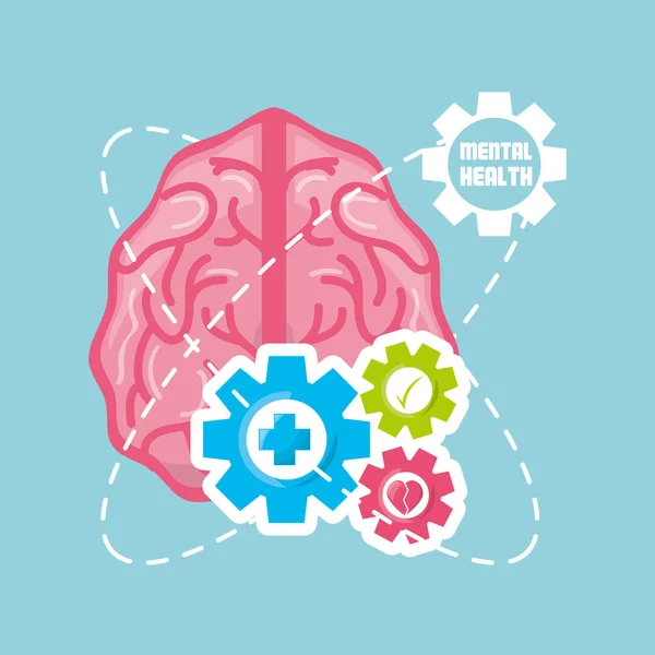 Friska hjärnan med gears processarbete — Stock vektor