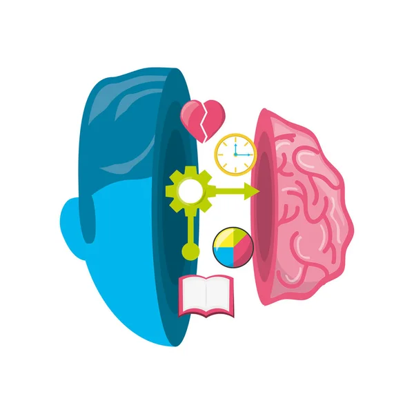 Healthy brain with gears process work — Stock Vector