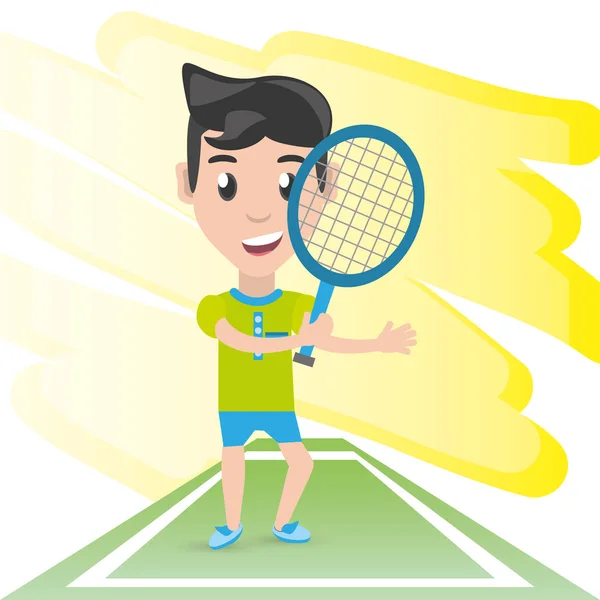 Hübsche Sportlerin spielt Tennis — Stockvektor