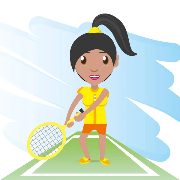 Mooie vrouw atleet tennissen — Stockvector