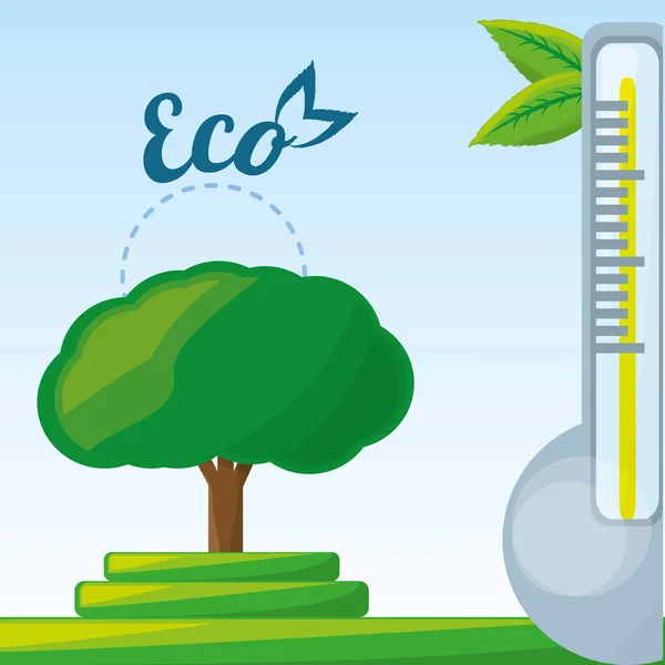 Mesure de la température dans l'écosystème — Image vectorielle