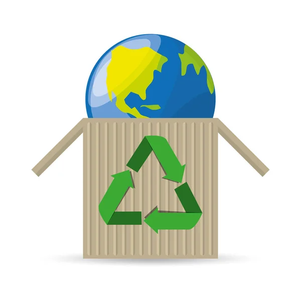 Planet in Recyclingbox — Stockvektor