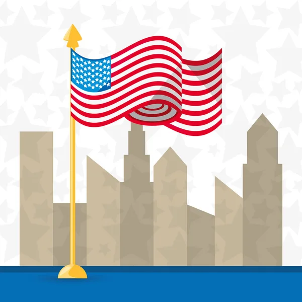 Etats-Unis pays avec drapeau américain nation — Image vectorielle