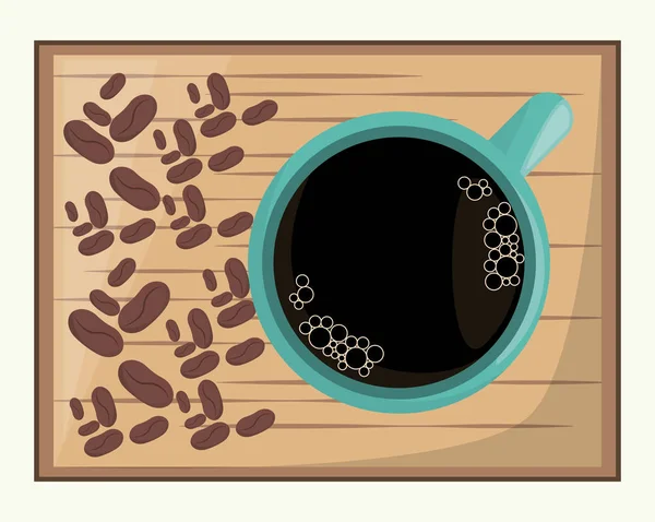Kahve fincan sıcak içecek taze fasulye — Stok Vektör