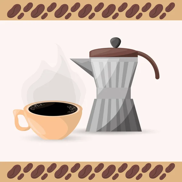 Coffee maker and cup aroma — Stock Vector