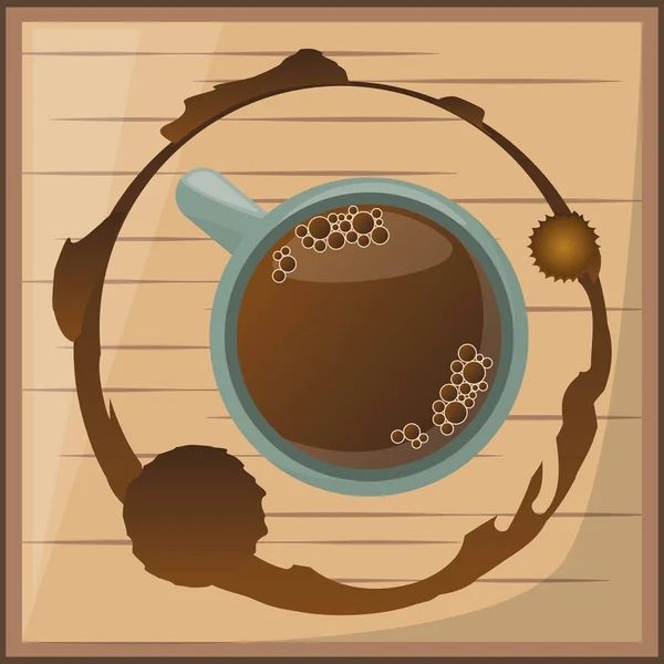 Кофейная чашка над деревянным дезингином — стоковый вектор