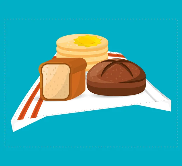 面包片和早餐食品 — 图库矢量图片