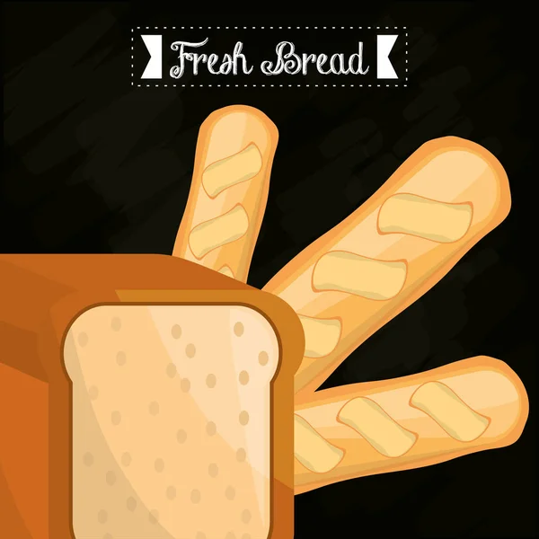 Свежий хлеб ломтик хлеба и багет — стоковый вектор